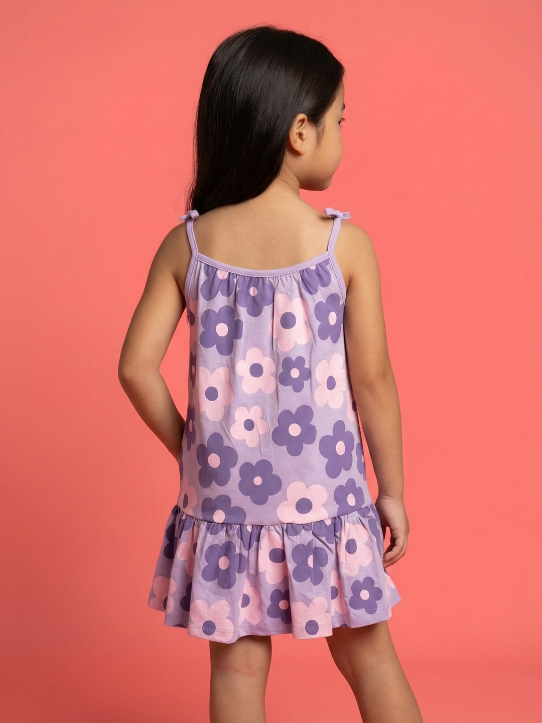 Nautinati Girls' 100% Cotton All-over Floral Print A-line Dress