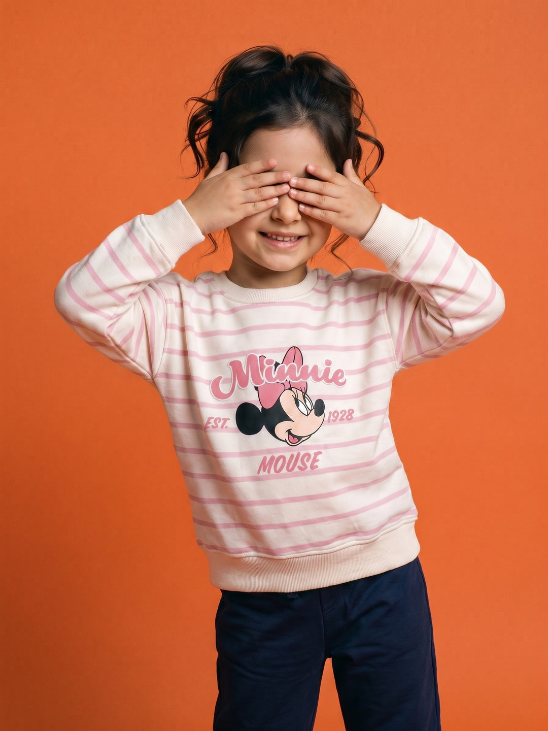 Nautinati Girls Disney Minnie Mouse Oversized Varsity Sweatshirt and Pants Set