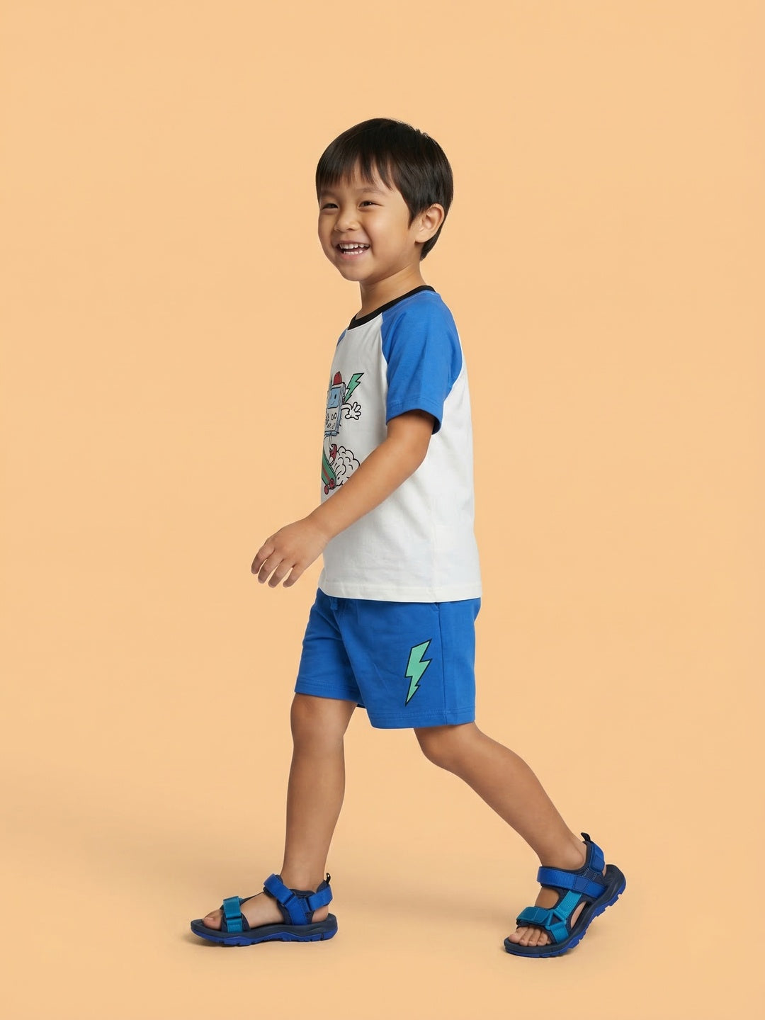 Nautinati Boys Oversized Cotton Gamer Print Raglan Sleeve T-shirt and Shorts Set