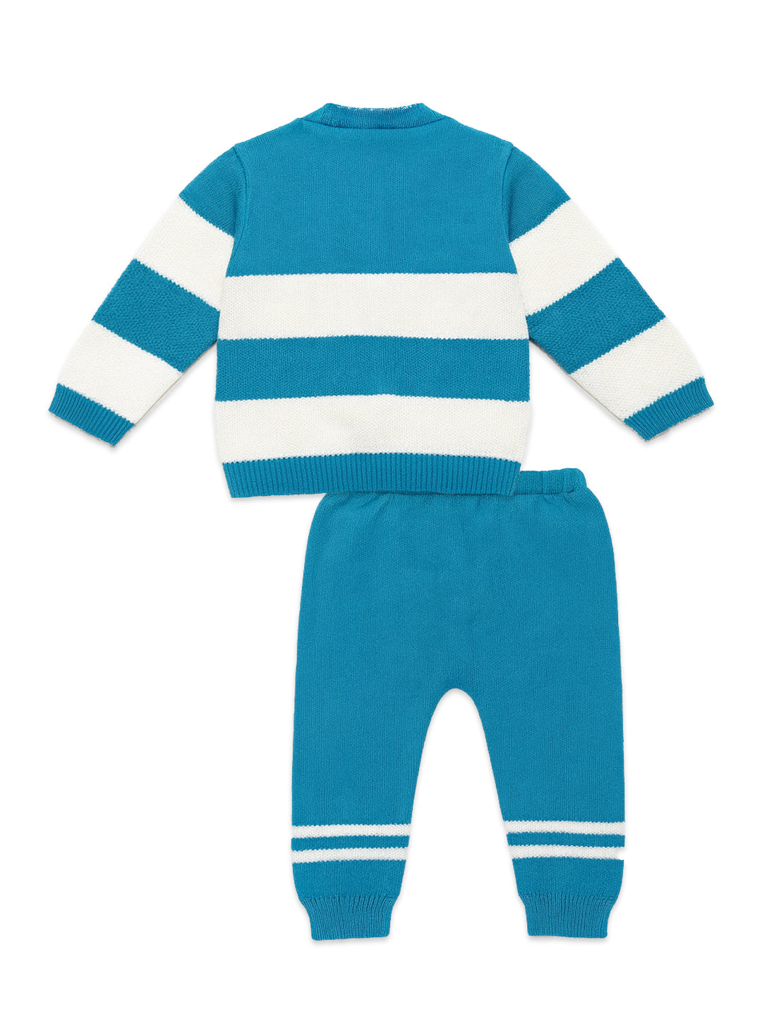 Nautinati Blue And White Sweater Set With Cap For Infant Boys