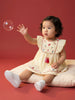Nautinati Girls' 100% Cotton Ice-cream, Cherry, Cupcake Embroidered Striped Fit & Flare Frock