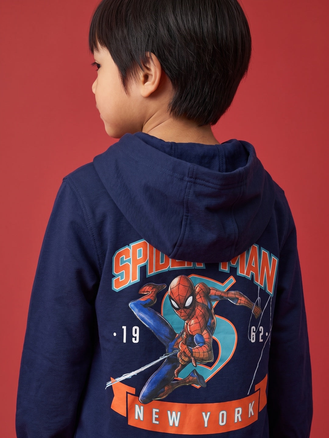 Nautinati Boys Marvel Spider-Man Oversized Varsity Hoodie and Jogger Set