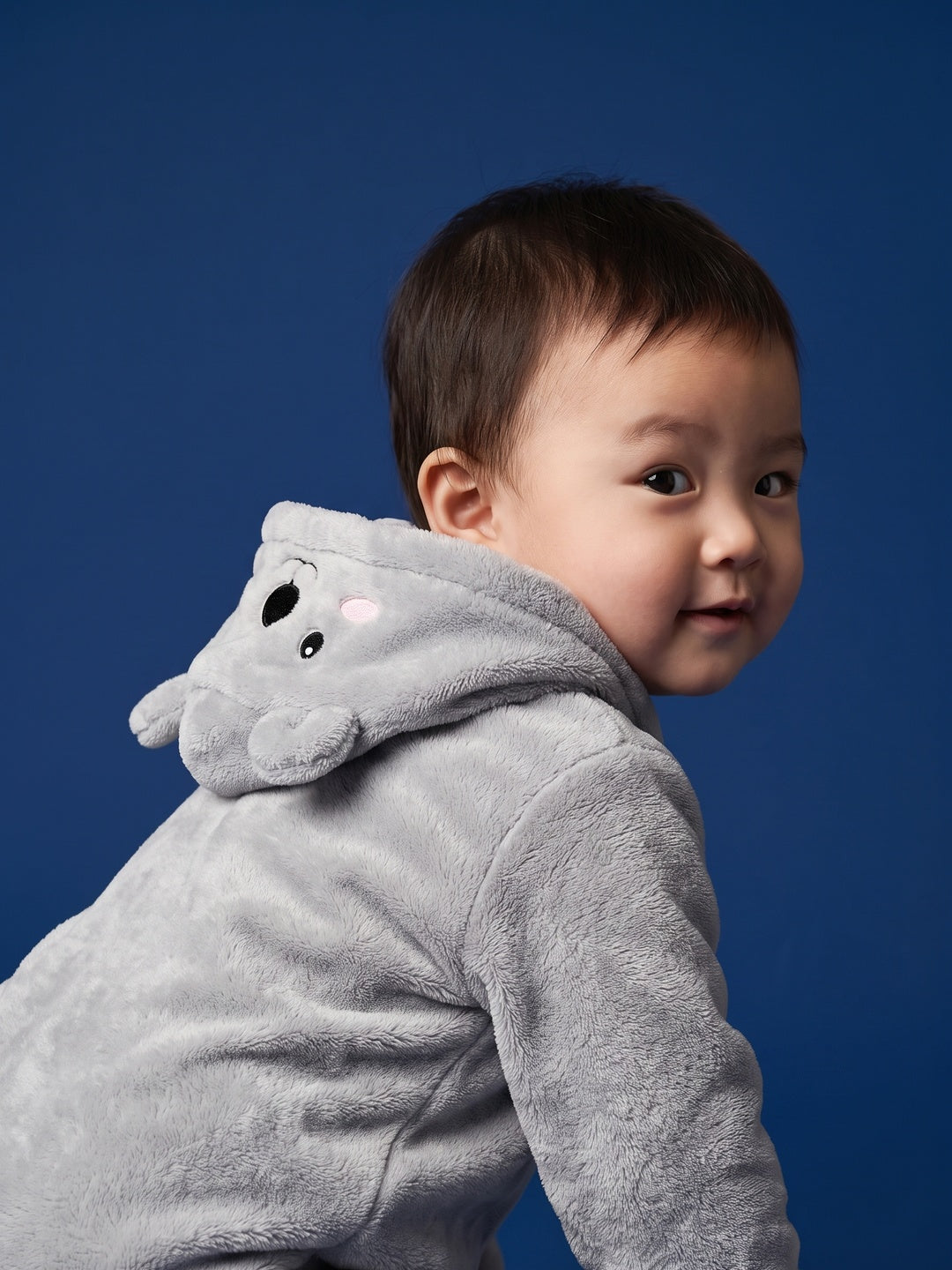 Nautinati Baby Boys Regular Fit Hooded Koala Fur Sleepsuit with Front Zip