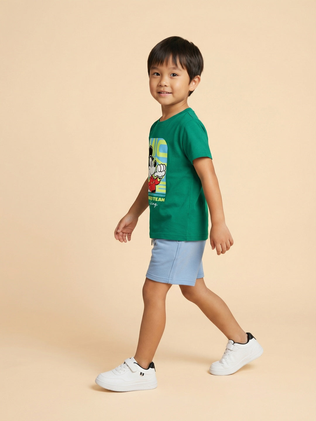 Nautinati Boys' 100% Cotton Crew Neck Disney Mickey Mouse Racing Placement Print T-shirt