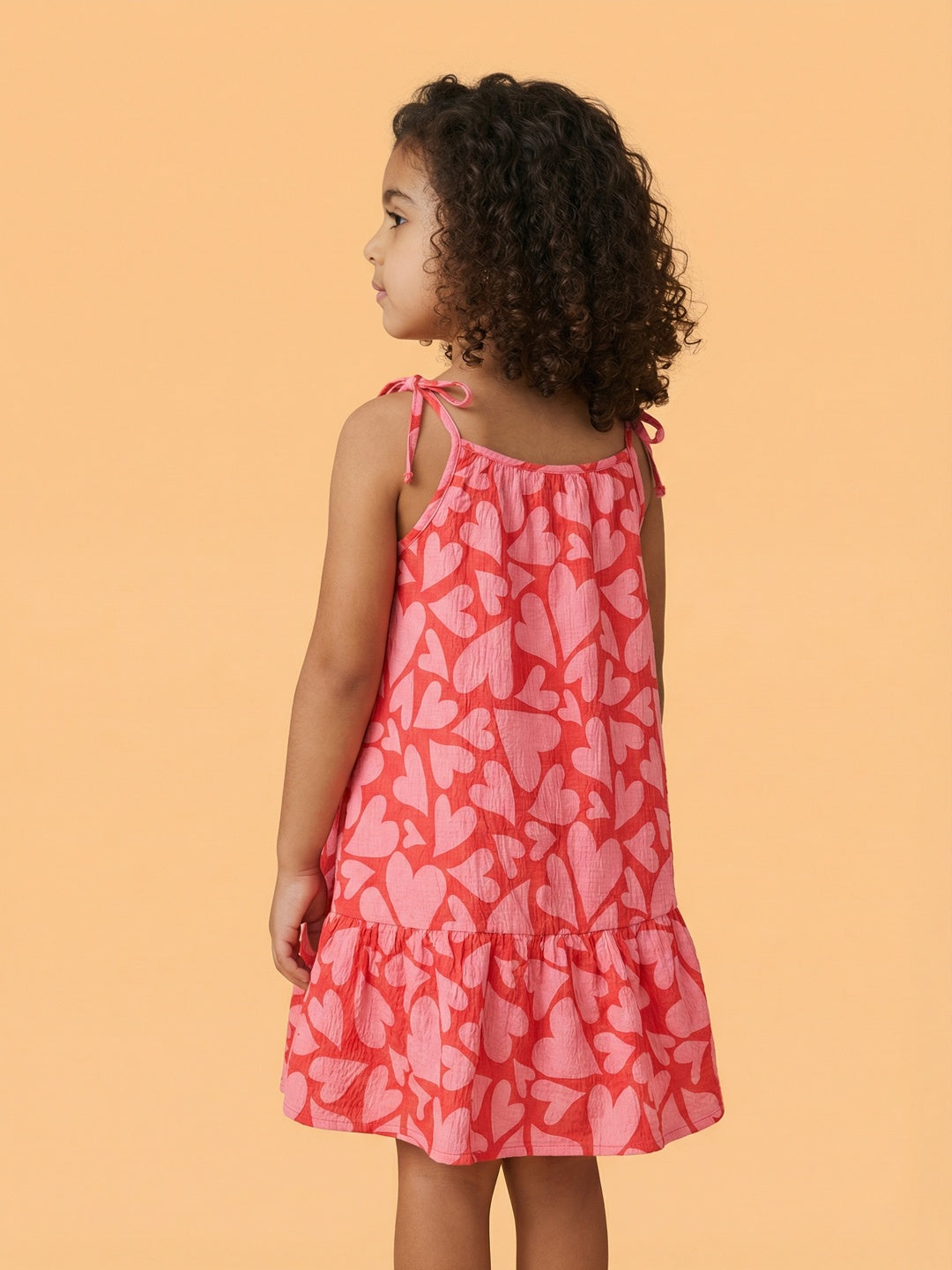Nautinati Girls' Valentine's Day Theme All-over Heart Print A-line Strappy A-line Drop Waist Dress