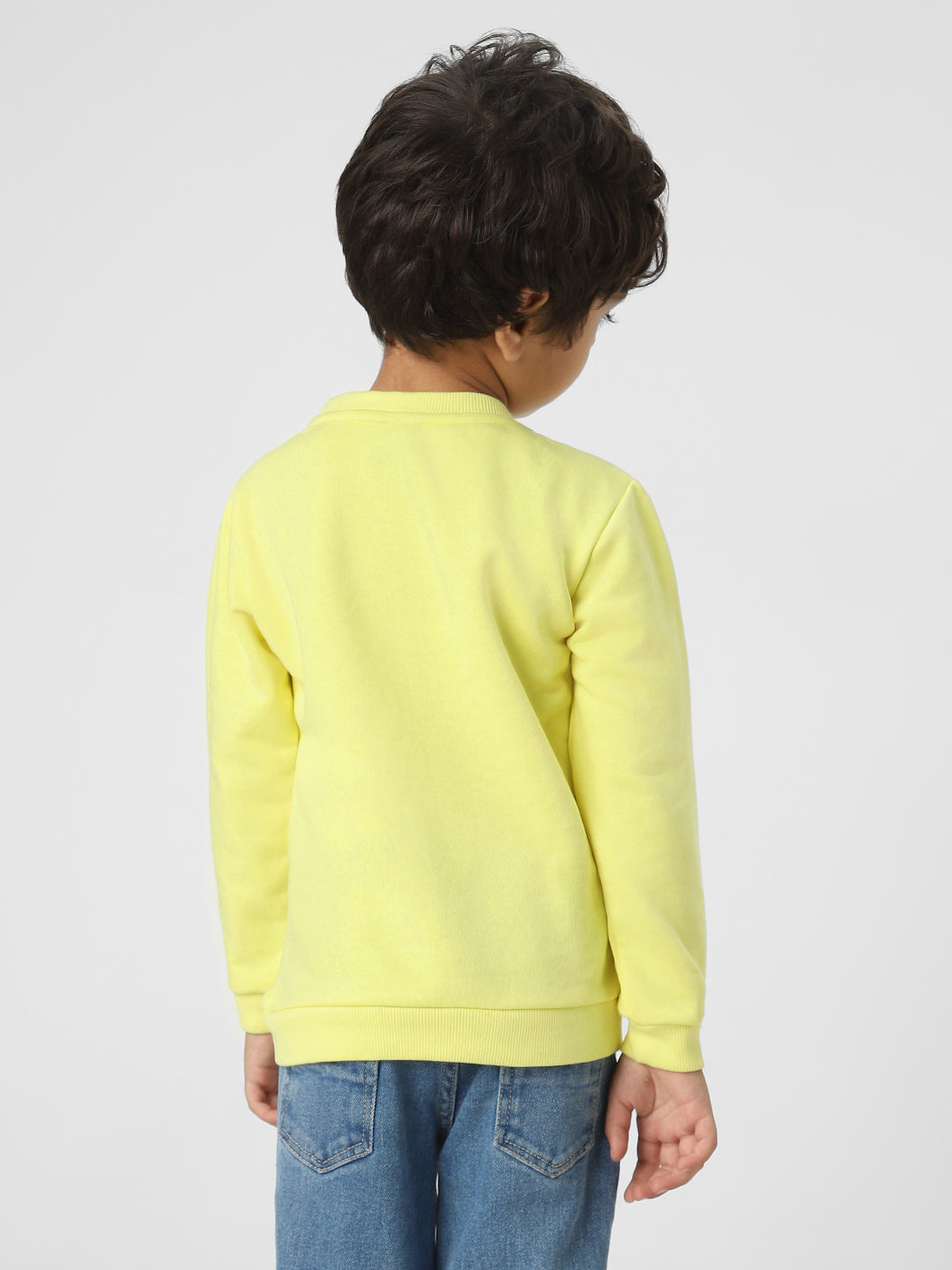 Boys Graphic Printed Yellow Pullover Sweatshirt