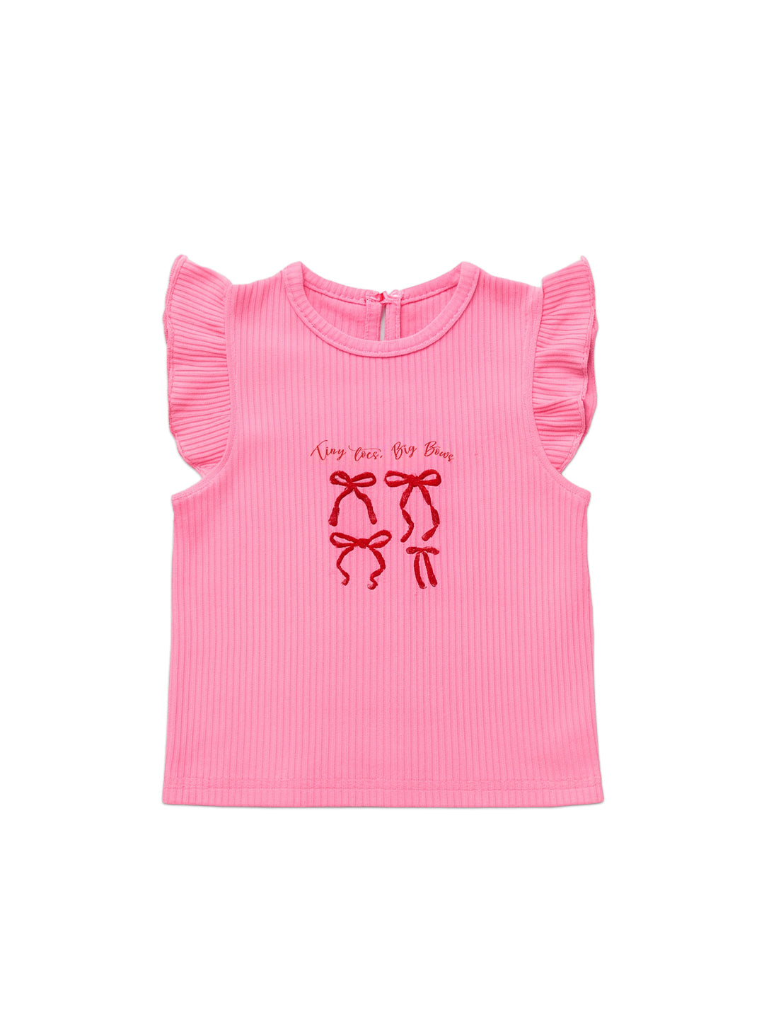 Nautinati Pink Printed Top And Red Balloon Skirt For Girls