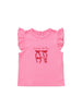 Nautinati Pink Printed Top And Red Balloon Skirt For Girls