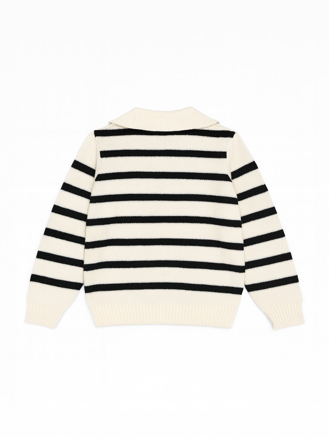 Nautinati Black And Off-White Striped Flat-Knit Sweater For Boys