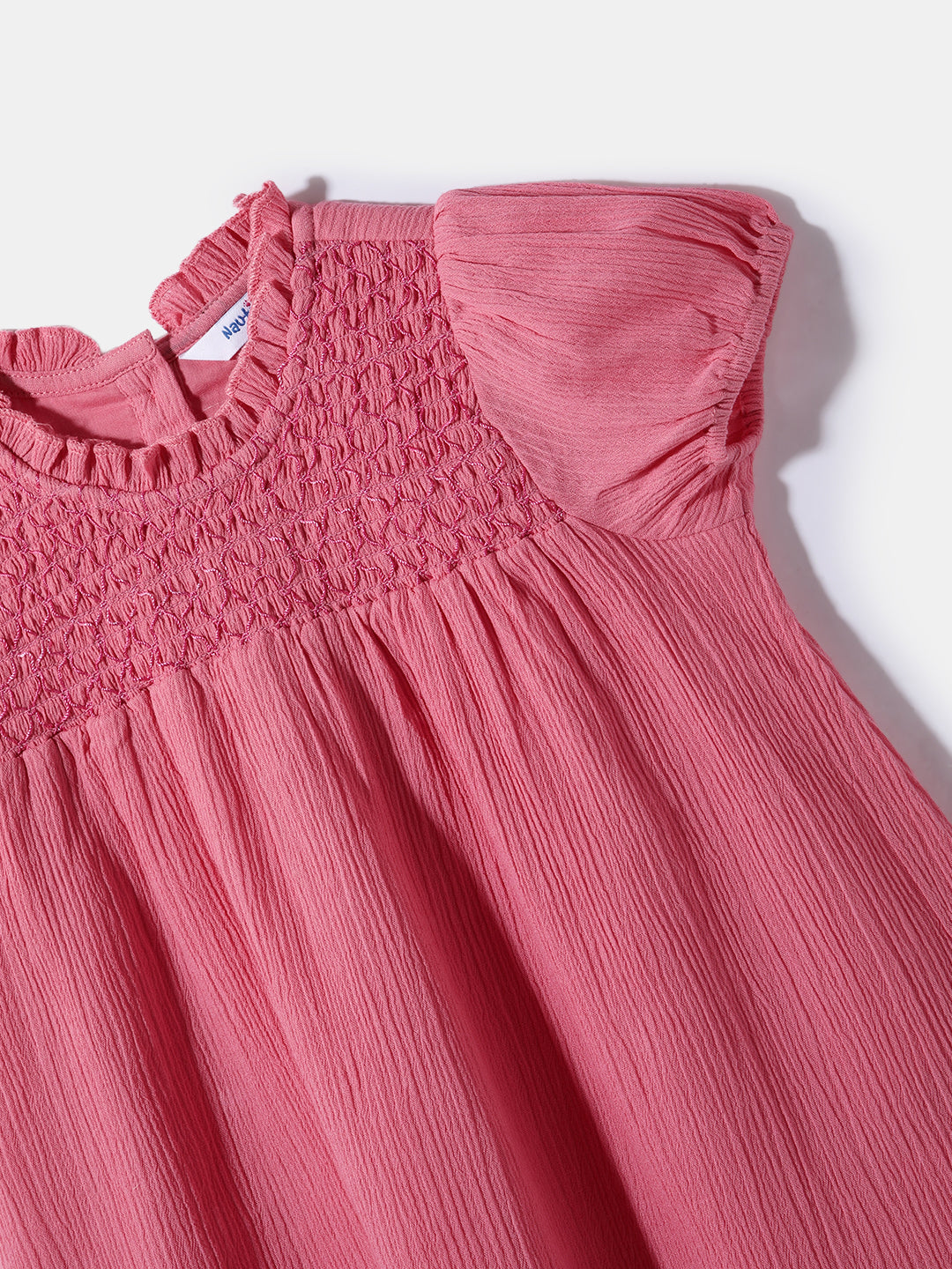 Nautinati Girls' Cotton Shirred Solid Top | Age 0 - 2 Years