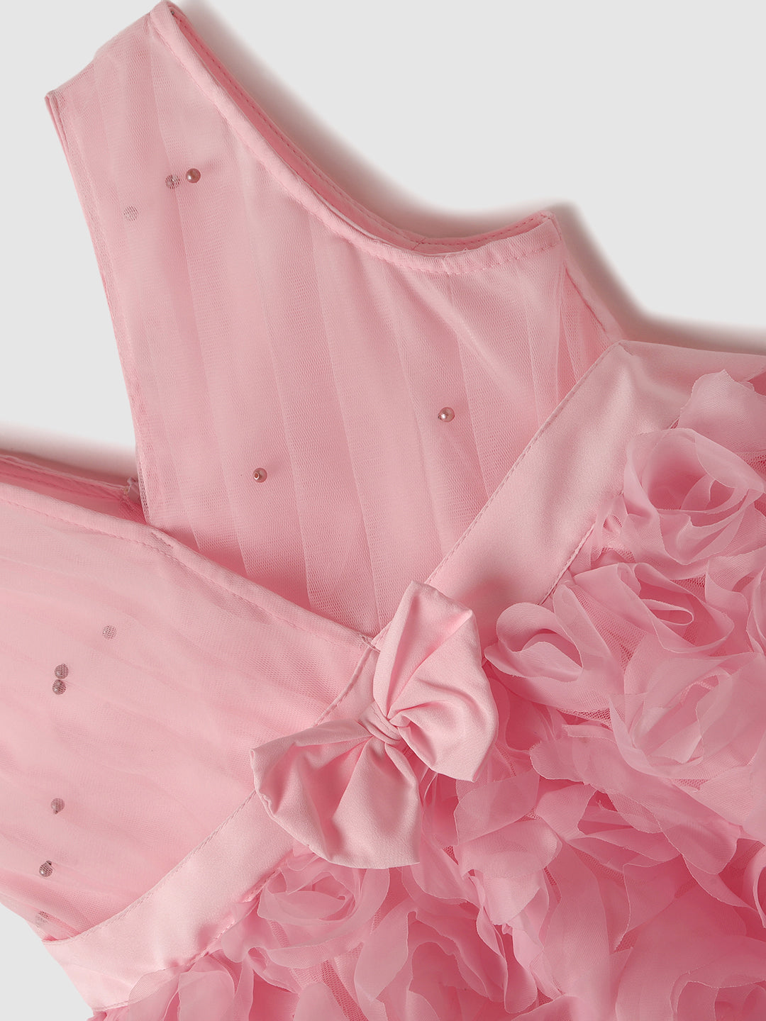 Nautinati Girls' Party Frock With Roses and Pearl Embellishment