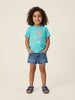 Nautinati Girls' 100% Cotton Pack of 2 Graphic & All-over Floral Print Crew Neck T-shirts