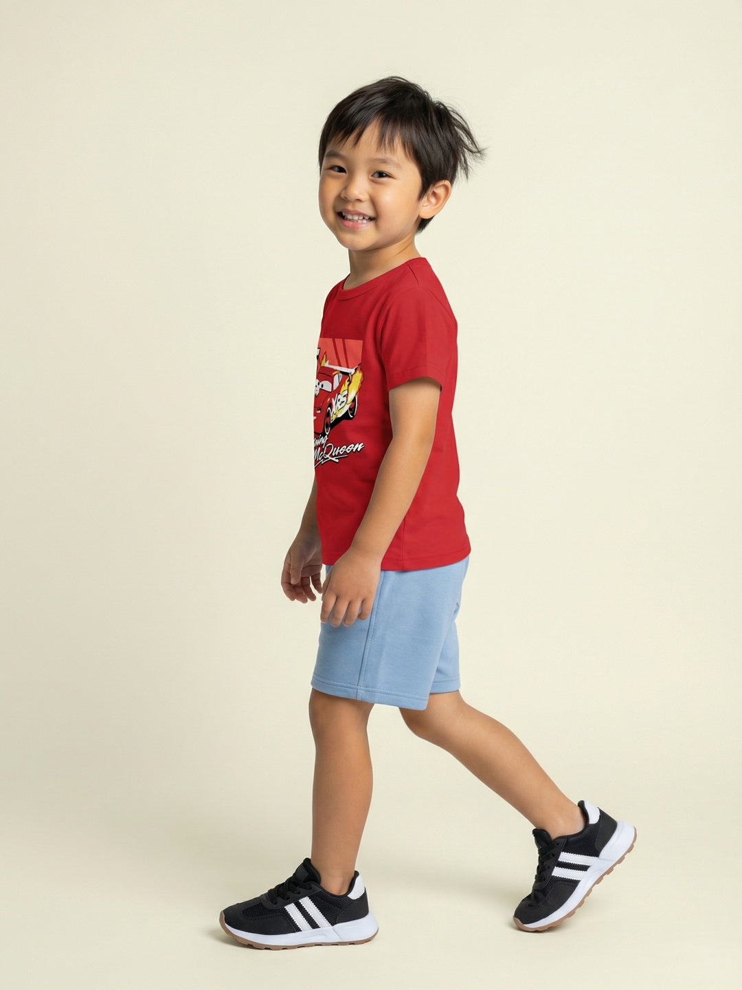 Nautinati Boys' 100% Cotton Crew Neck Disney Cars Placement Print T-shirt