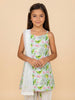 Nautinati Girls' Cotton Blend Festive Chintz Floral Kurti with Striped Dhoti Pants