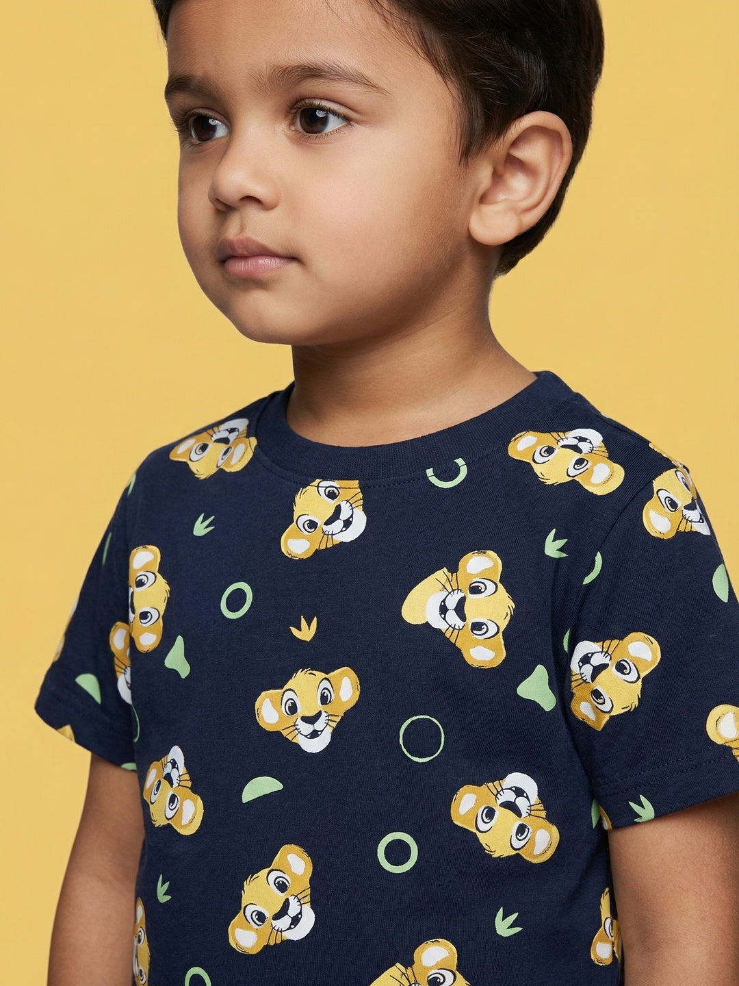 Nautinati Boys Lion King Simba Printed Regular Fit T-shirt and Shorts Co-ord Set