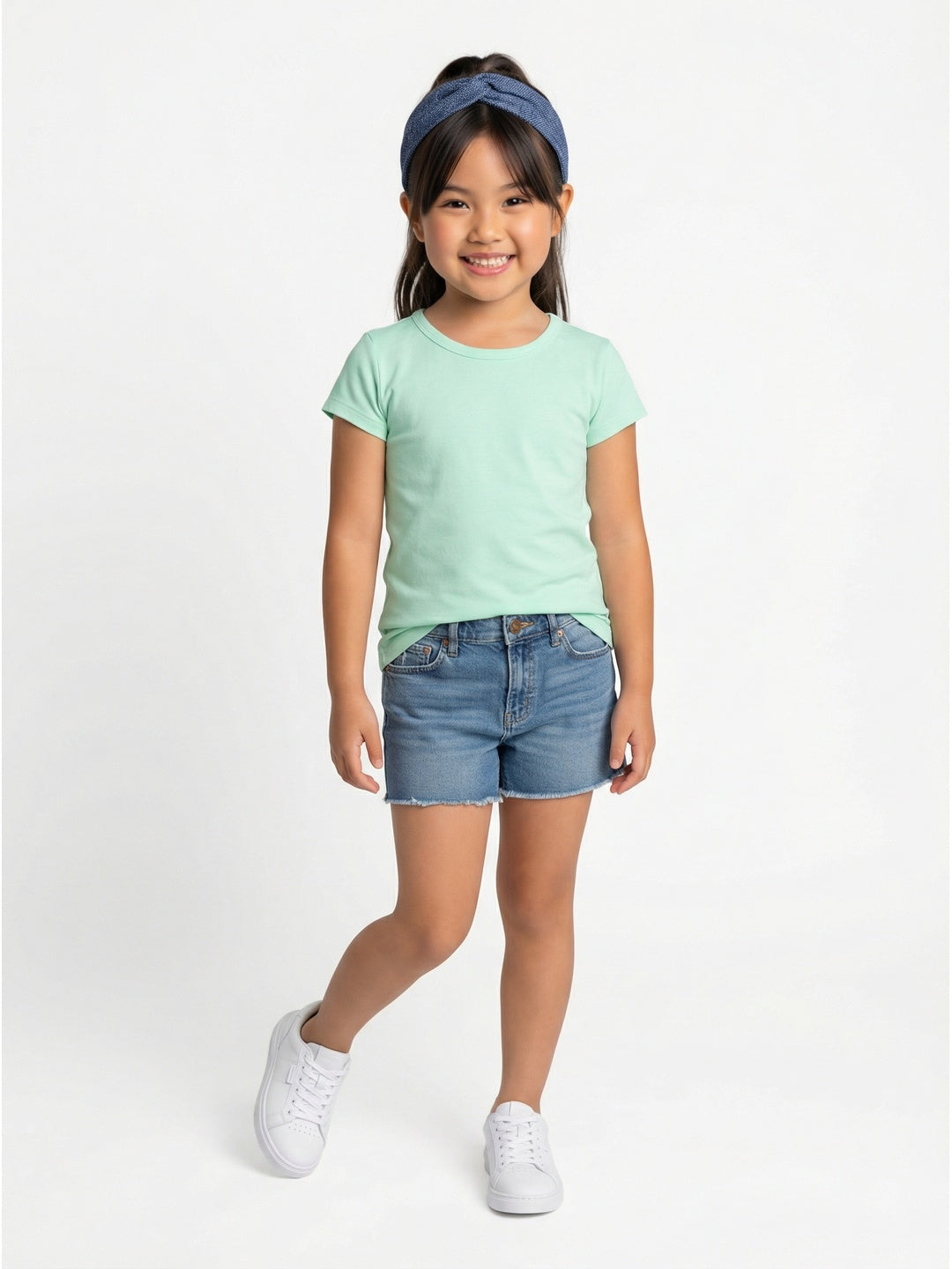 Nautinati Girls' 100% Cotton Pack of 2 Solid Essentials Crew Neck T-shirts