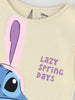 Nautinati Cotton Off-white Lilo and Stitch Print T-shirt for Girls