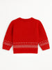 Nautinati Reindeer Motif Red And Cream Flat-Knit Sweater For Boys