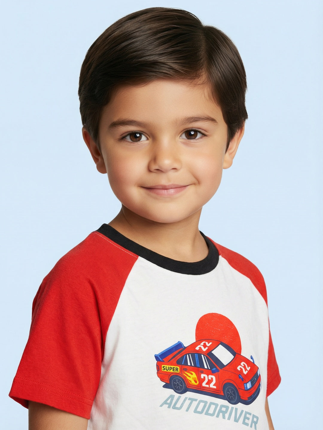 Nautinati Boys Oversized Cotton Racing Car Print T-shirt and Shorts Clothing Set