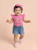 Nautinati Baby Girls' 100% Cotton Pack of 2 Bow & Heart Graphic & All-over Print Tops
