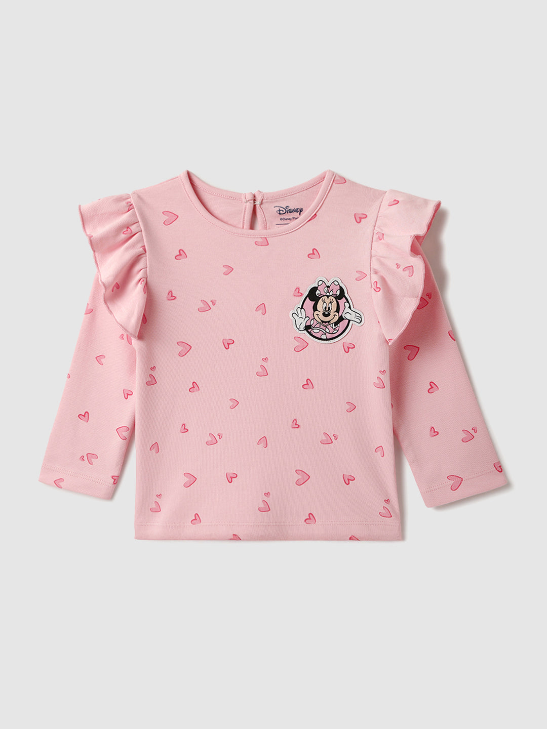 Nautinati Infant Girls’ Cotton Minnie Mouse and Heart Print Top and Solid Pants