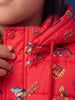 Nautinati Boys Disney Cars Printed Hooded Red Puffer Jacket with Detachable Hood