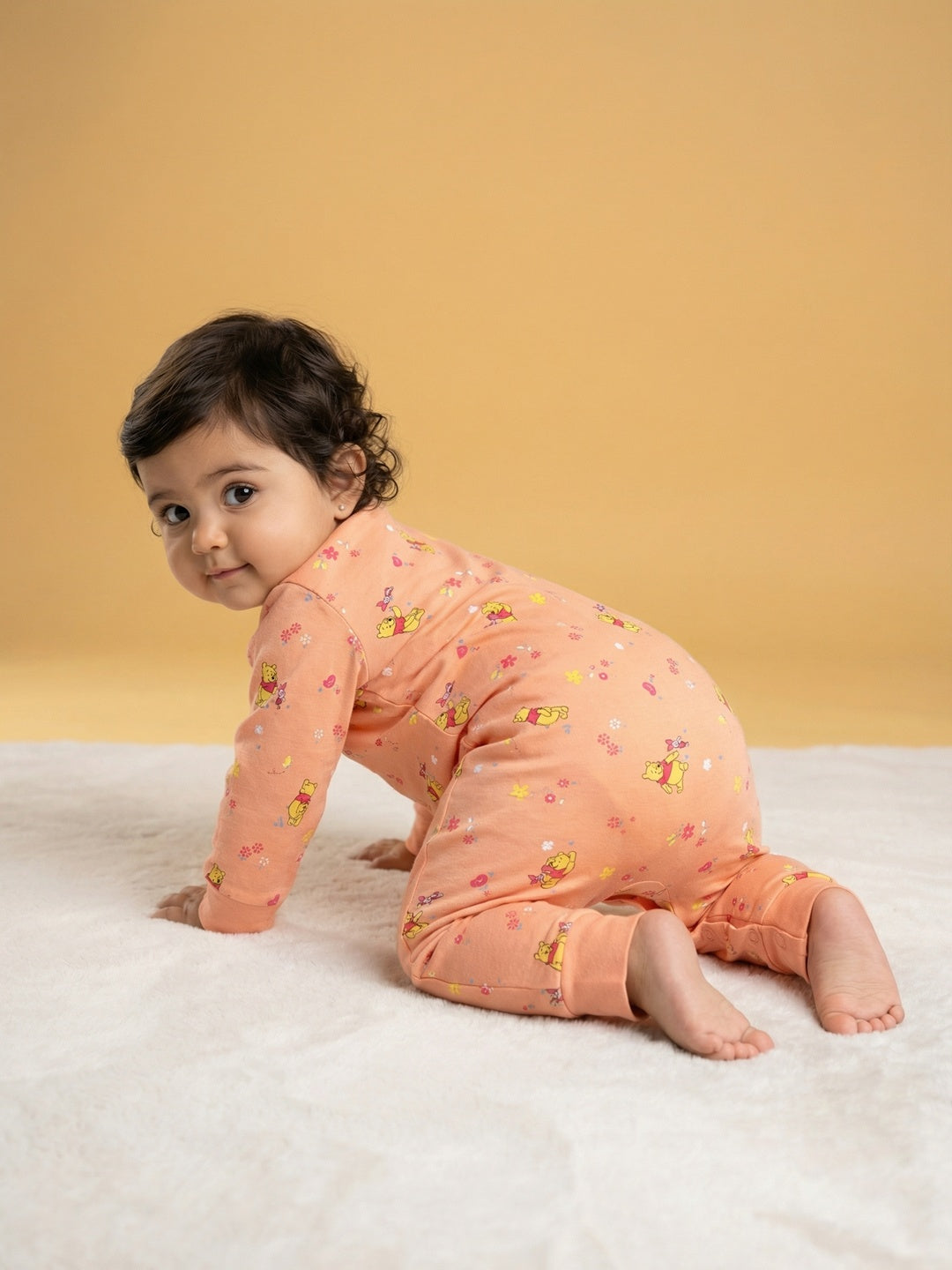 Nautinati Baby Girls' Unisex 100% Cotton Pack of 2 Disney Winnie the Pooh Print Sleepsuits