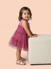 Nautinati Baby Girls' A-line Tiered Mesh Solid Party Dress with Bows & Cotton Lining