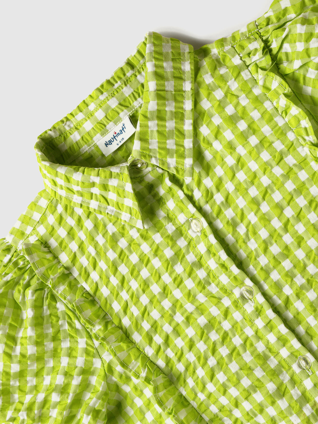 Nautinati Green Gingham Checkered Top for Girls