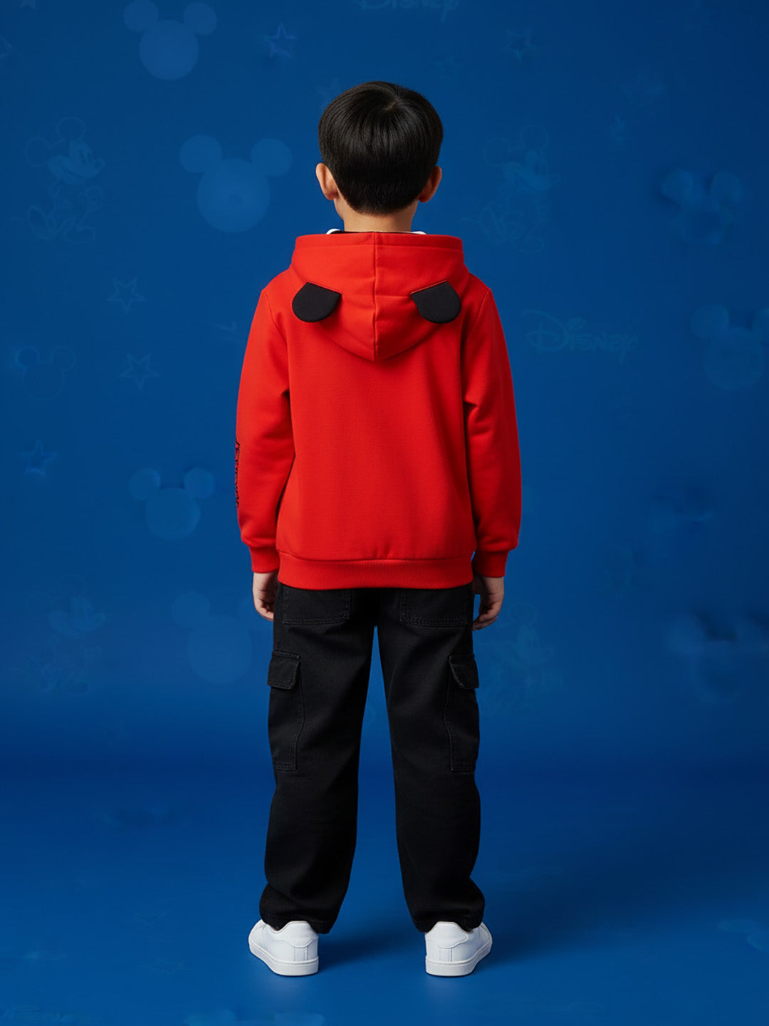 Nautinati Red Mickey Mouse Print Hooded Sweatshirt for Boys
