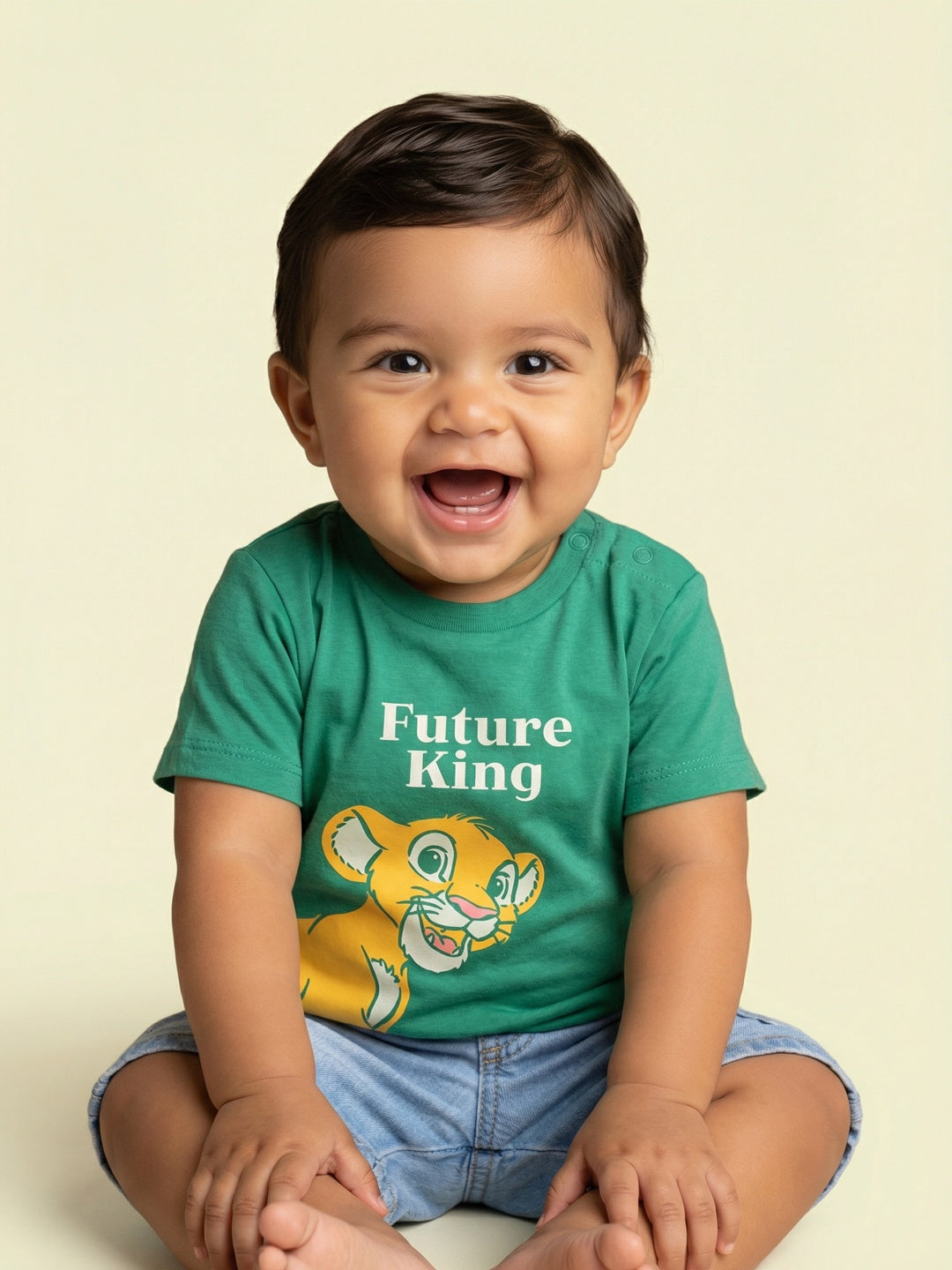 Nautinati Boys' 100% Cotton Pack of 2 Disney Simba Print Crew Neck T-shirts