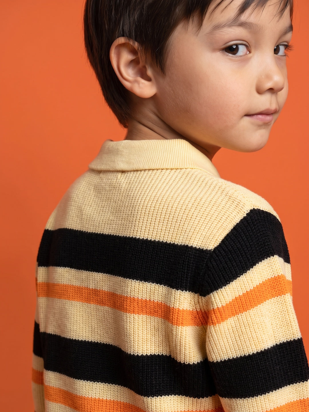 Nautinati Boys Relaxed Fit Striped Collar Sweater, Age  2-10 Years