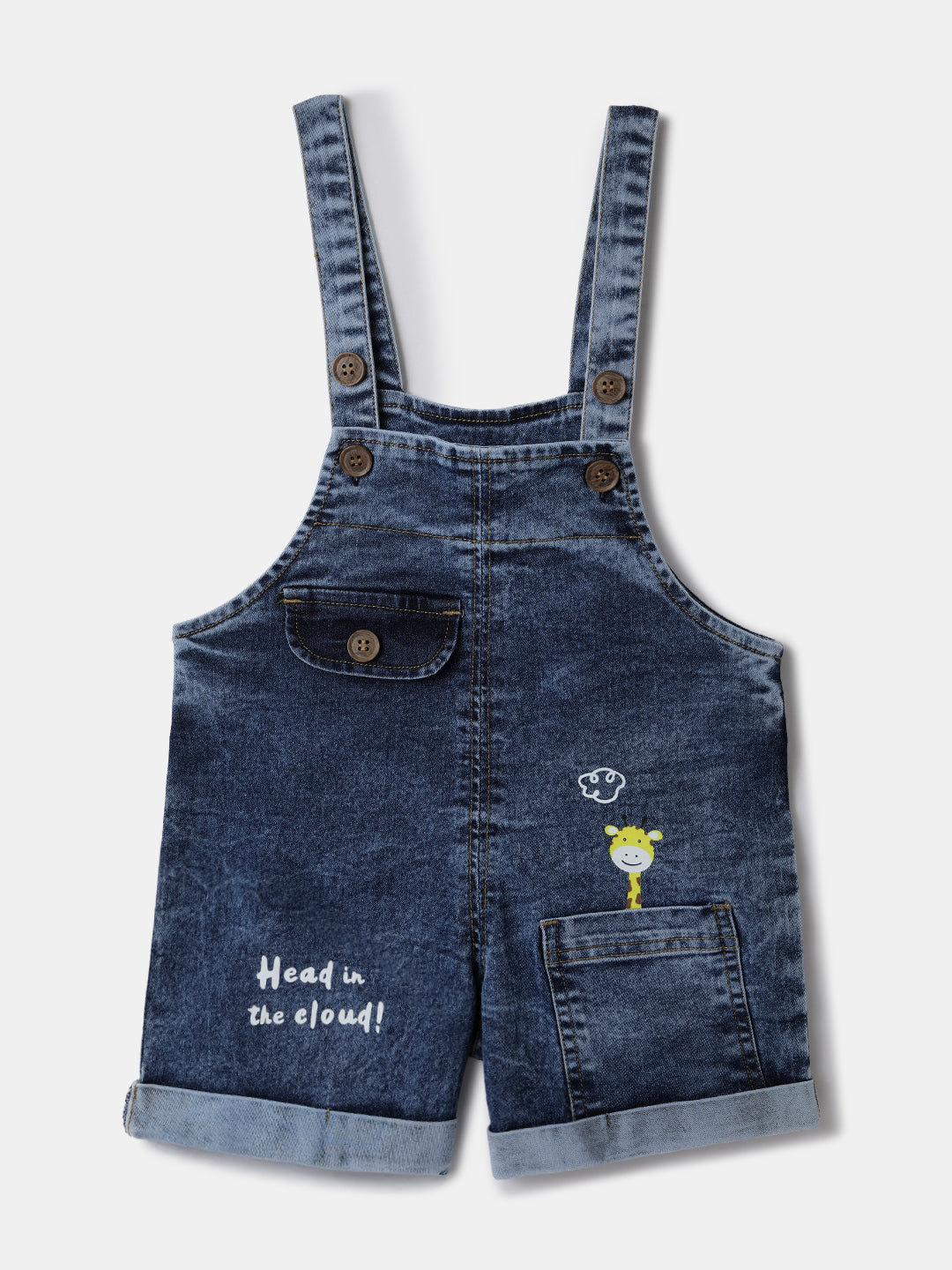 Nautinati Striped Yellow T-shirt and Blue Denim Dungaree Set for Boys