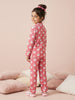 Nautinati Girls' Rayon Bunny All-over Print Woven Night Suit with Full-sleeve T-shirt & Full Bottoms