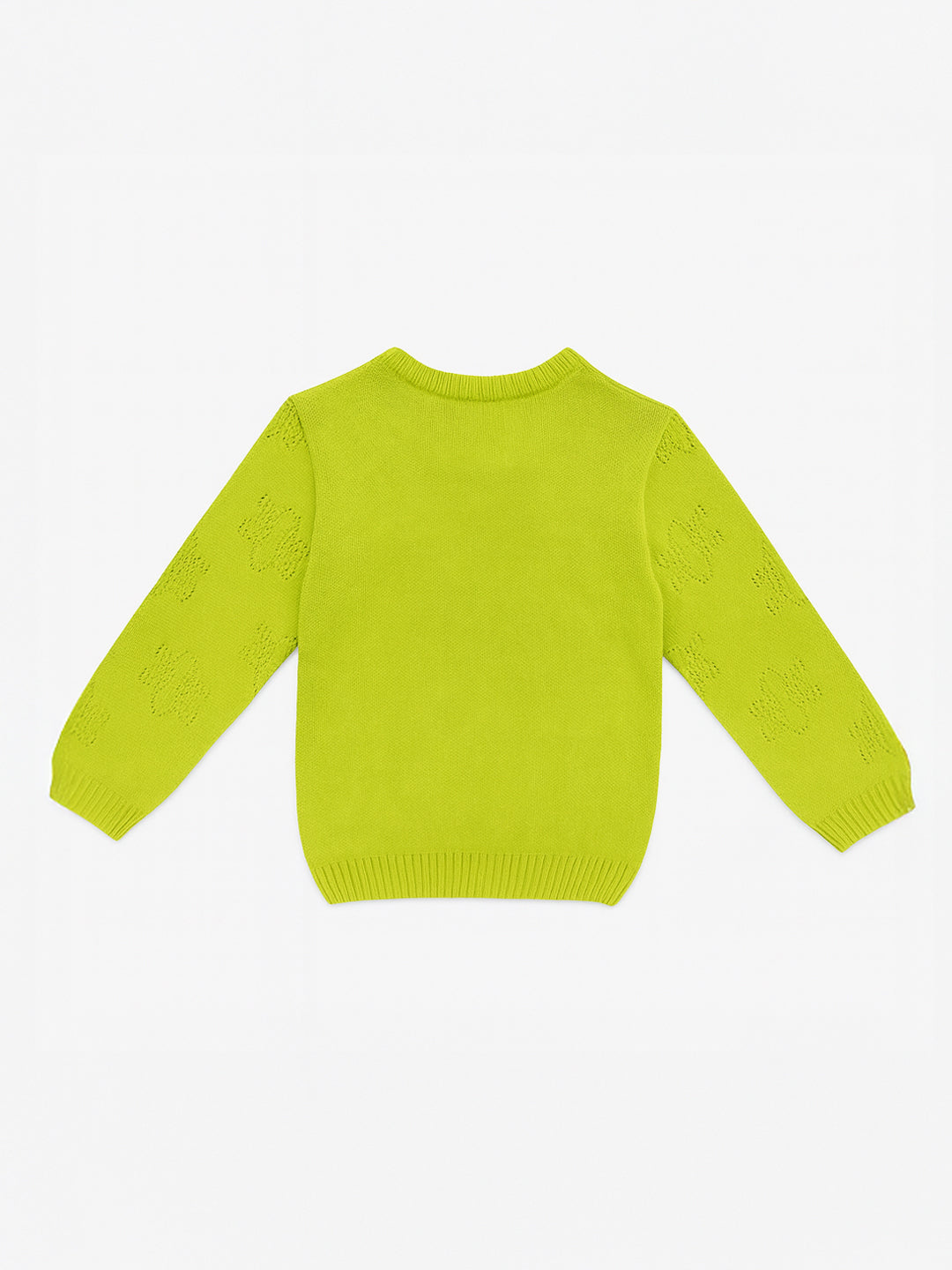 Nautinati Leaf Green Floral Sweater for Girls