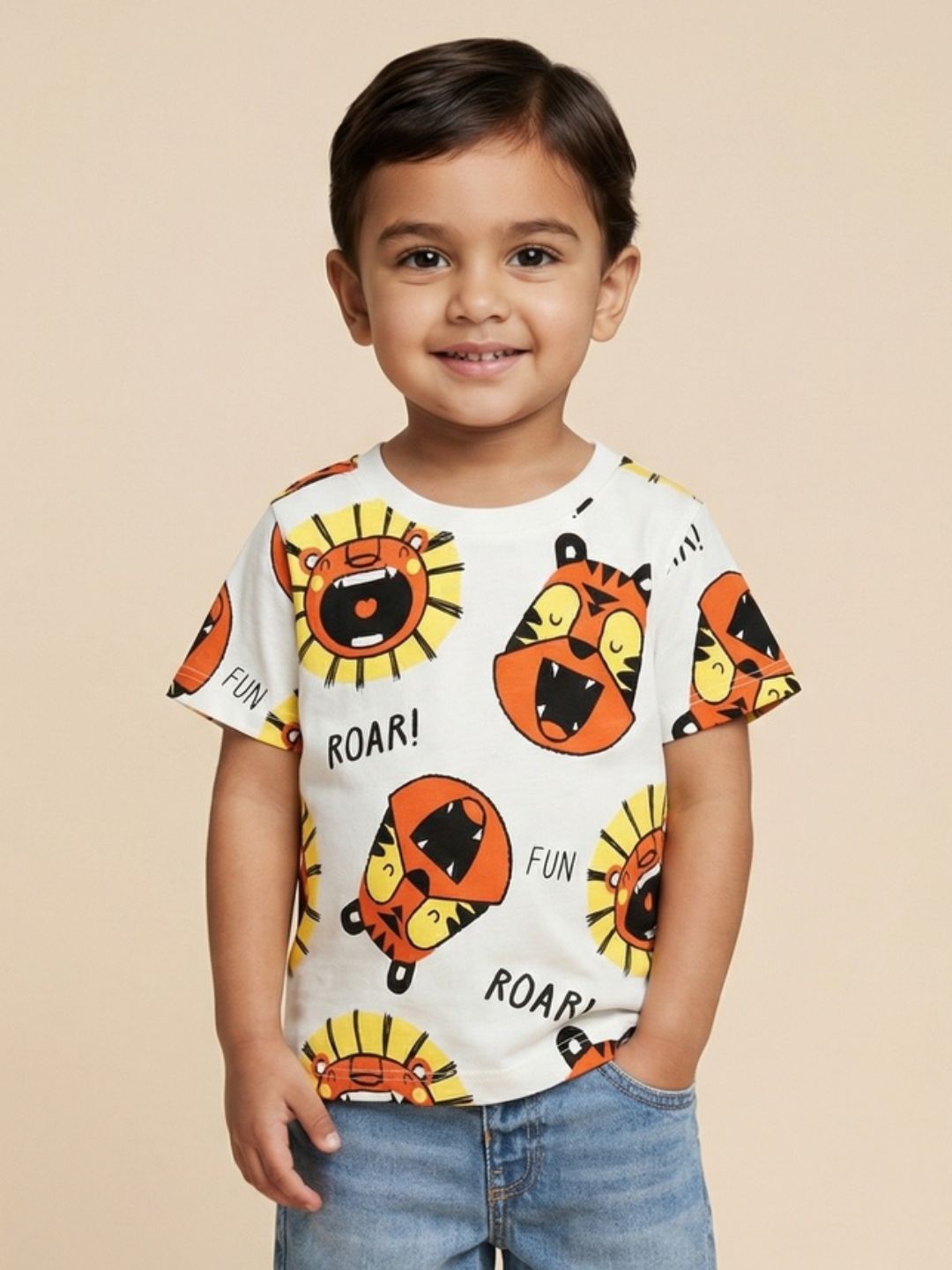 Nautinati Boys' Cotton All-over Animal Printed T-shirt Pack of 3