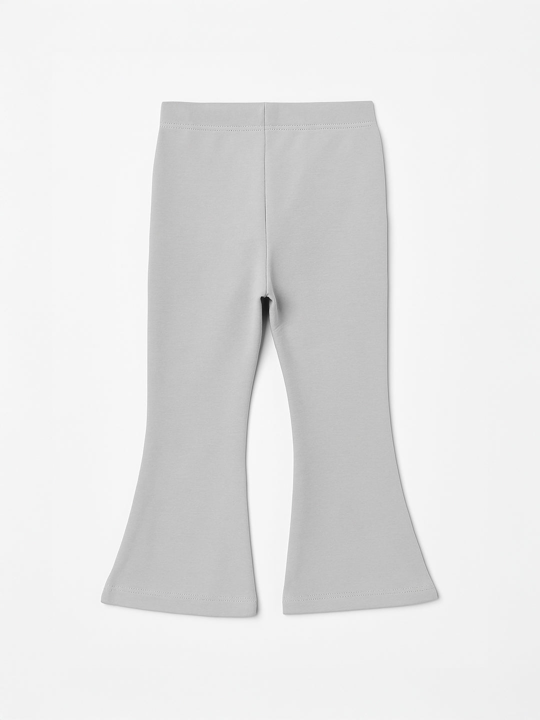 Nautinati Grey Cotton Lycra Rib Fitted & Flared Leggings For Girls