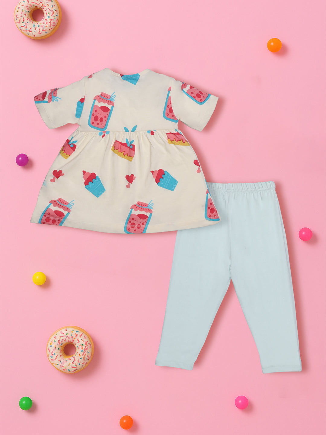 Nautinati Multicolour Printed Top And Leggings Set For Girls