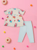 Nautinati Multicolour Printed Top And Leggings Set For Girls