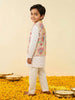 Nautinati Boys' 100% Cotton All-over Floral Print Kurta & Nehru Jacket Set