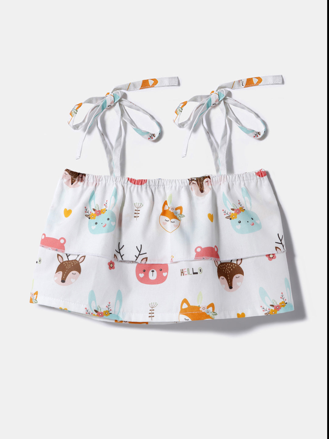 Nautinati Girls' Poplin Cotton Printed Top and Shorts Set |  Age 0 - 2 Years