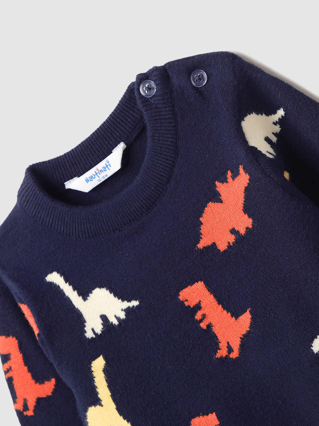 Nautinati Boys' Dinosaur Print Jacquard Knit Sweater
