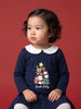 Nautinati Baby Girls Santa Christmas Sweatshirt Dress with Peter Pan Collar