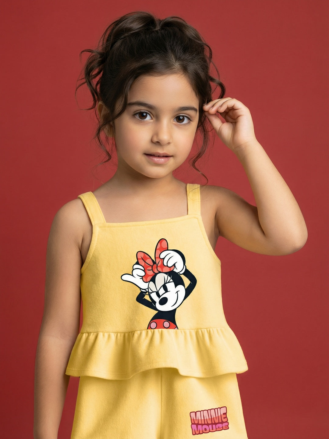 Nautinati Girls' 100% Cotton Disney Minnie Mouse  Print Jumpsuit with Ruffle Details