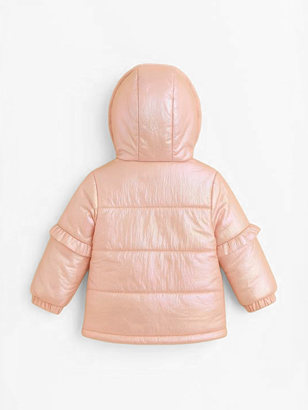 Nautinati Metallic Quilted Holographic Puffer Jacket With Fur Hood for Girls