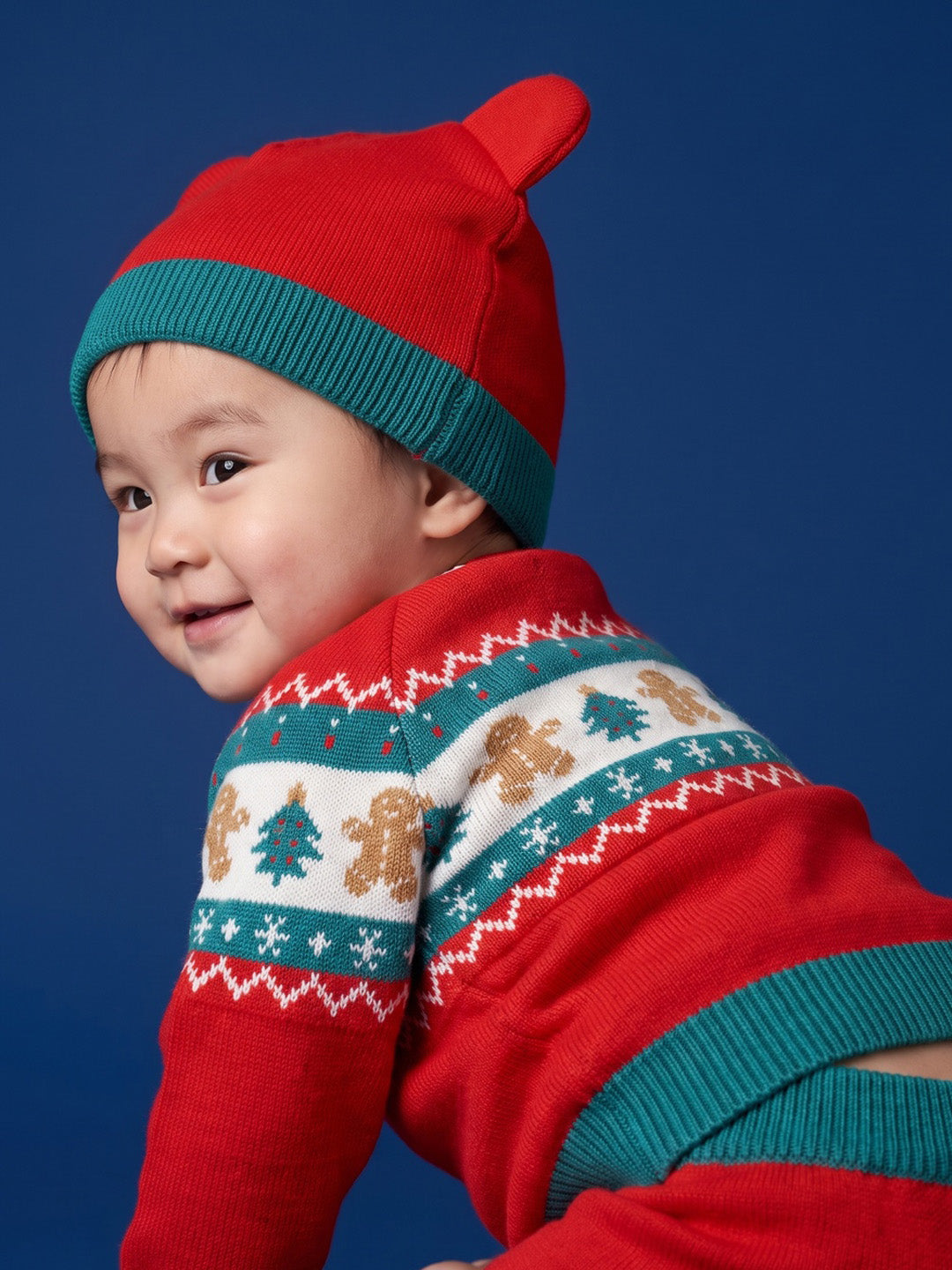 Nautinati Baby Boys Christmas Winter Set with Sweater Joggers and Matching Cap