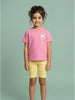Nautinati Girls Lucky Cat Print Oversized Crew Neck Pink Cotton T-shirt and Biker Shorts Clothing Set
