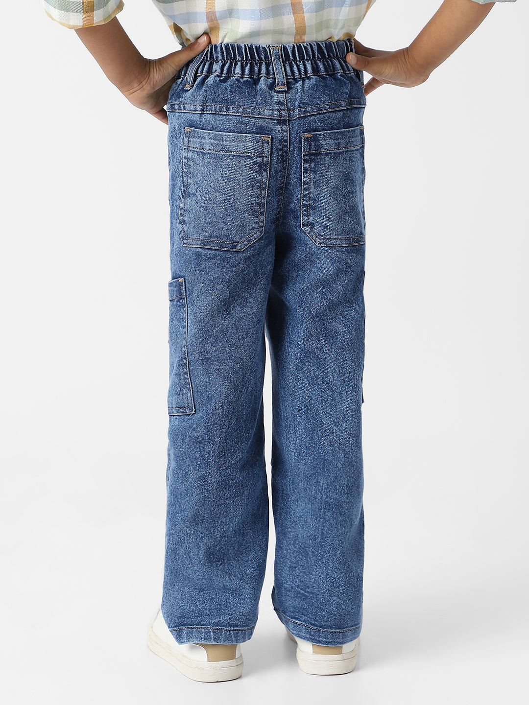 Nautinati Boys' Cotton Denim Cargo Jeans with Badge Detailing