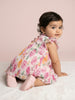 Nautinati Baby Girls' All-over Multicolour Floral Print A-line Pleated Dress with Cotton Lining