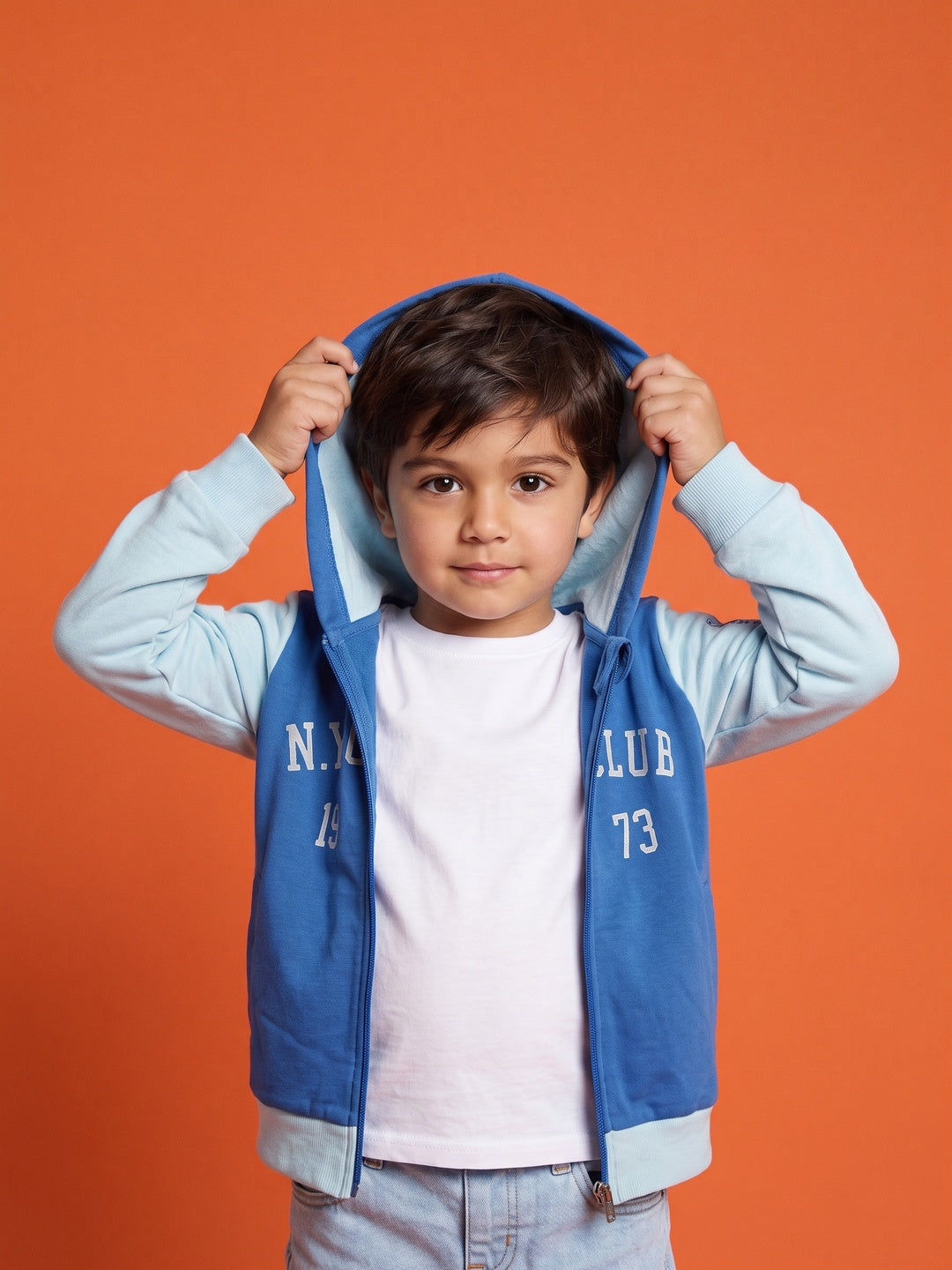 Nautinati Boys Oversized Colourblock Varsity Hoodie with Front Zip